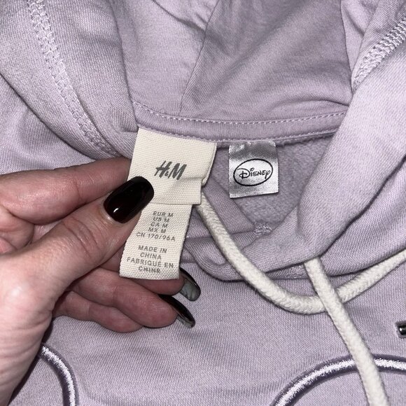 H&M Disney Lavender Mickey Mouse Logo Hoodie Pullover Sweatshirt Size Medium - Picture 6 of 8